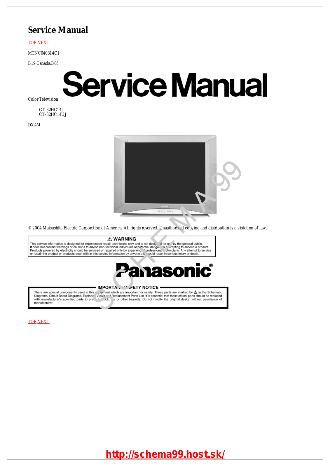 Panasonic CT-32HC14J /UJ Schematic