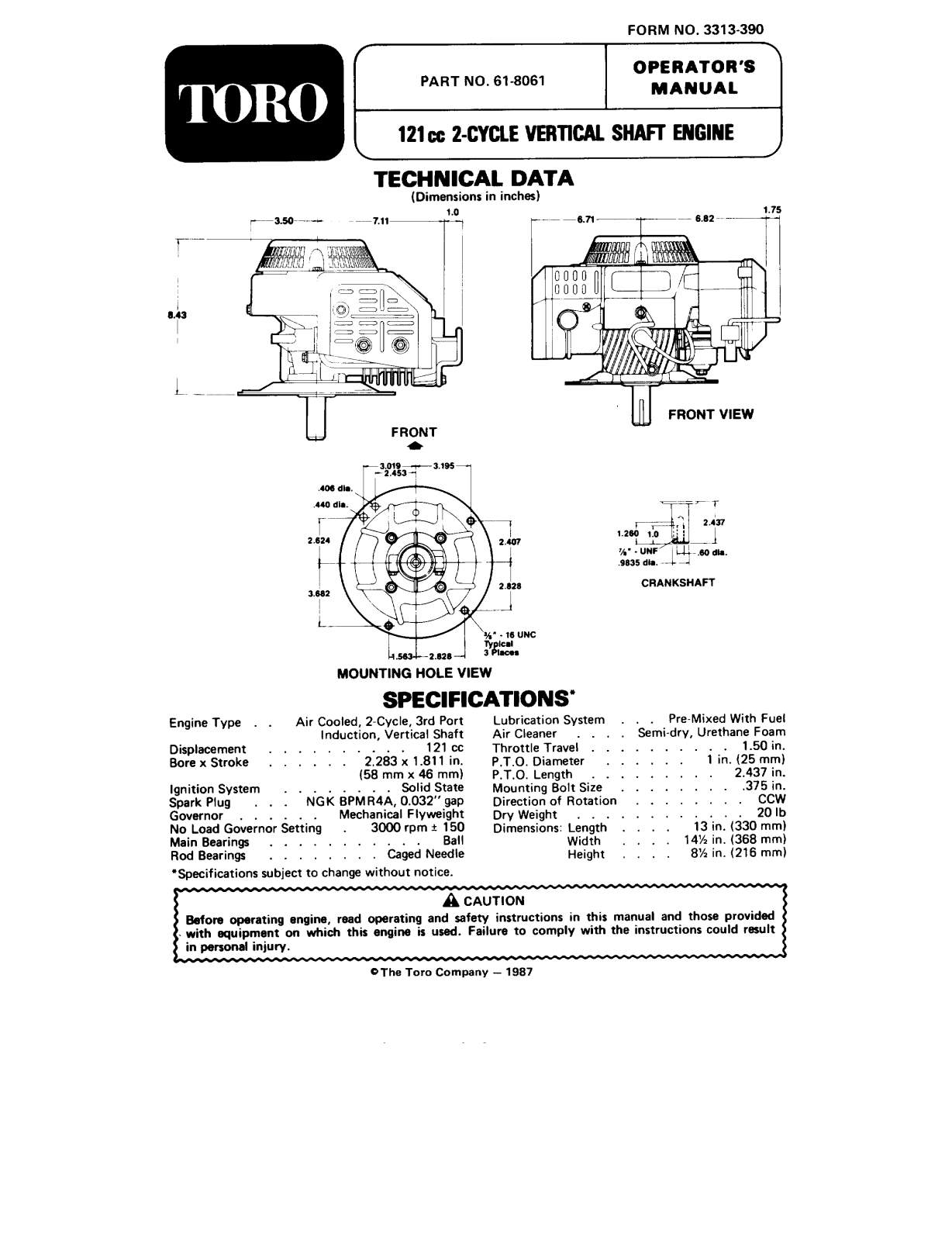 Toro 61-8061 Operator's Manual