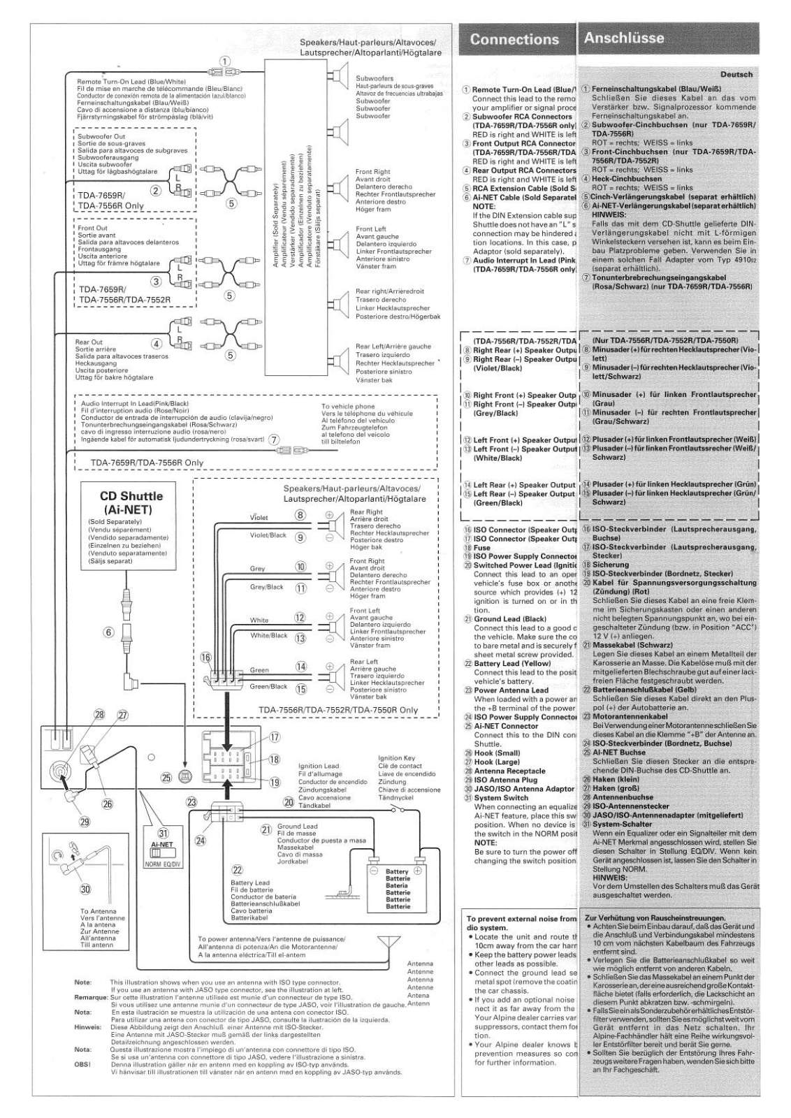 Alpine TDA-7556 Installation Manual