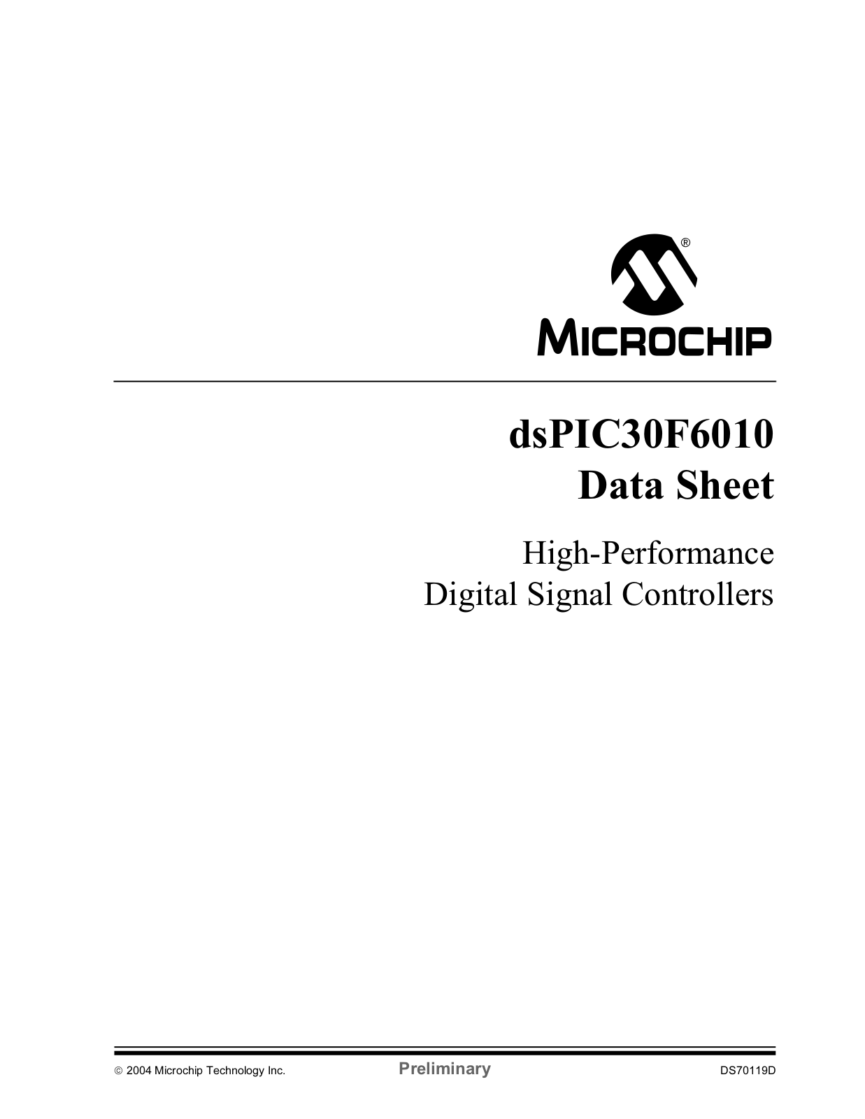 MICROCHIP dsPIC30F6010 Technical data