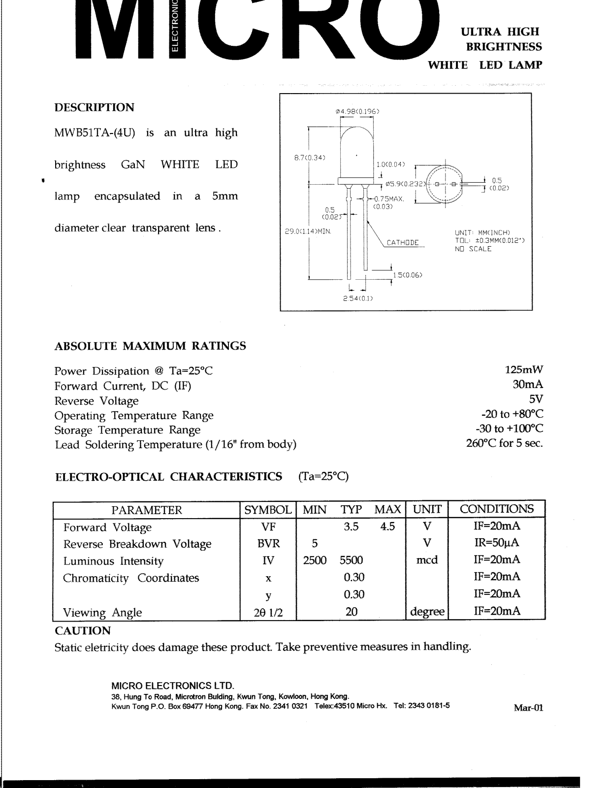 MICRO MWB51TA-4U Datasheet