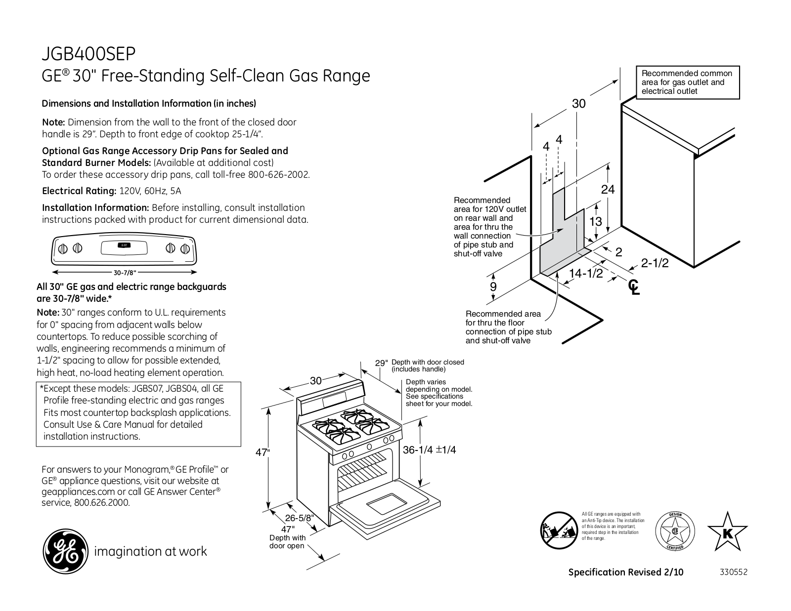 General Electric JGB400SEPSS User Manual