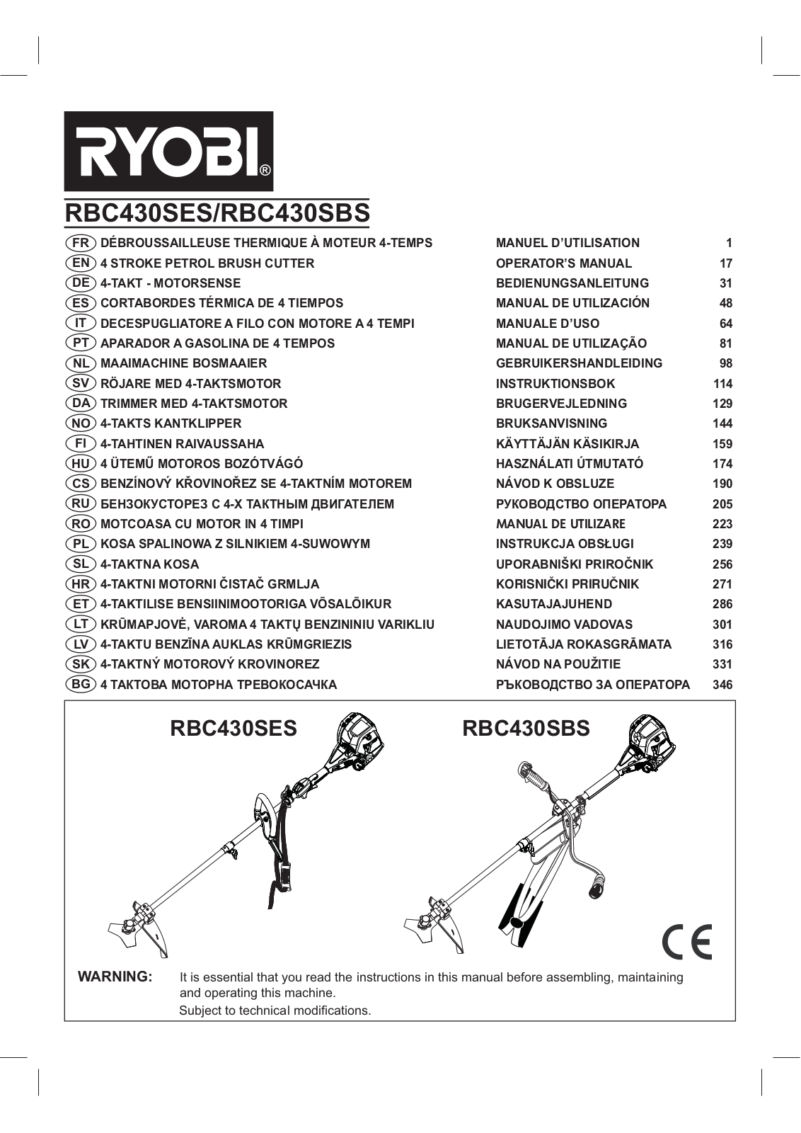 RYOBI RBC430SBS User Manual