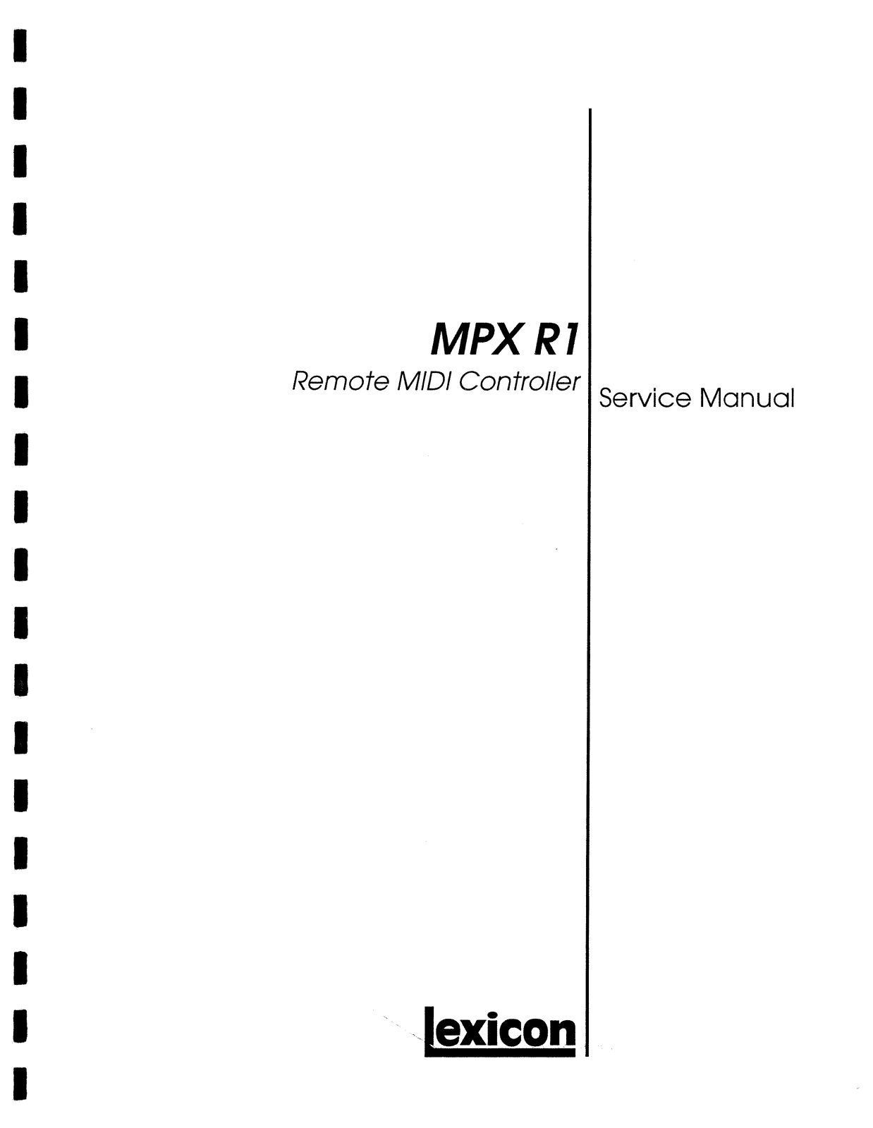 Lexicon MPXR1 User Manual