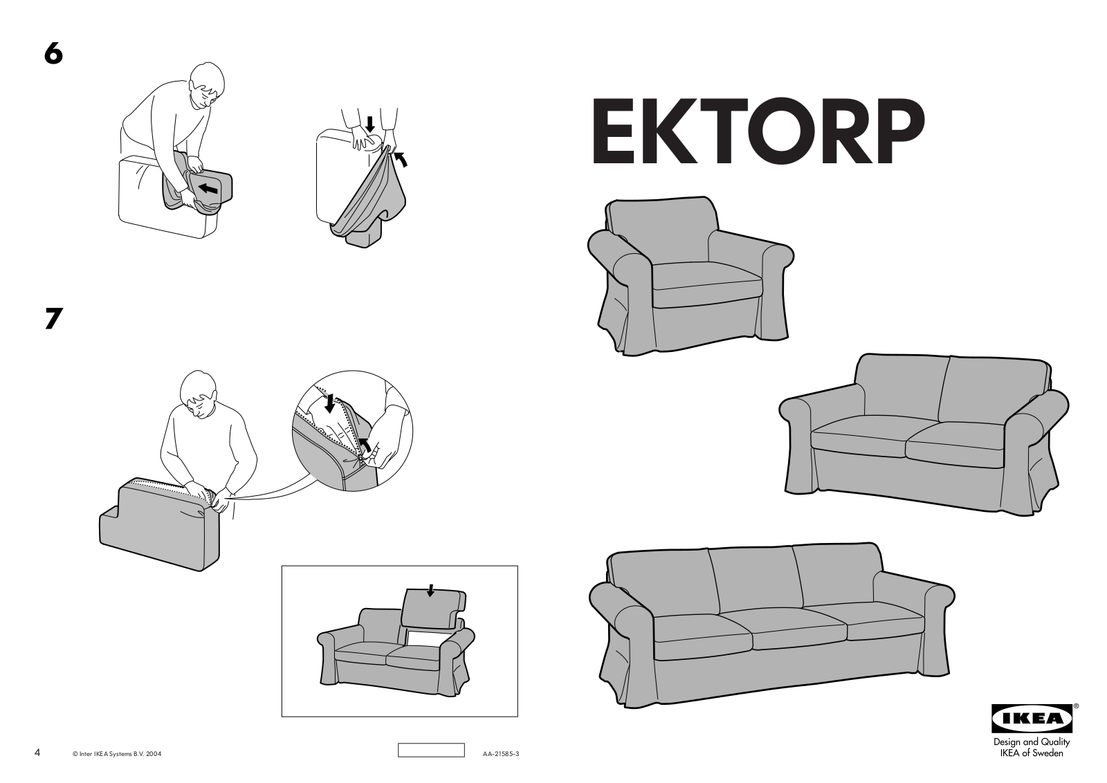 IKEA EKTORP SOFA COVER, EKTORP CHAIR COVER, EKTORP LOVESEAT COVER Assembly Instruction