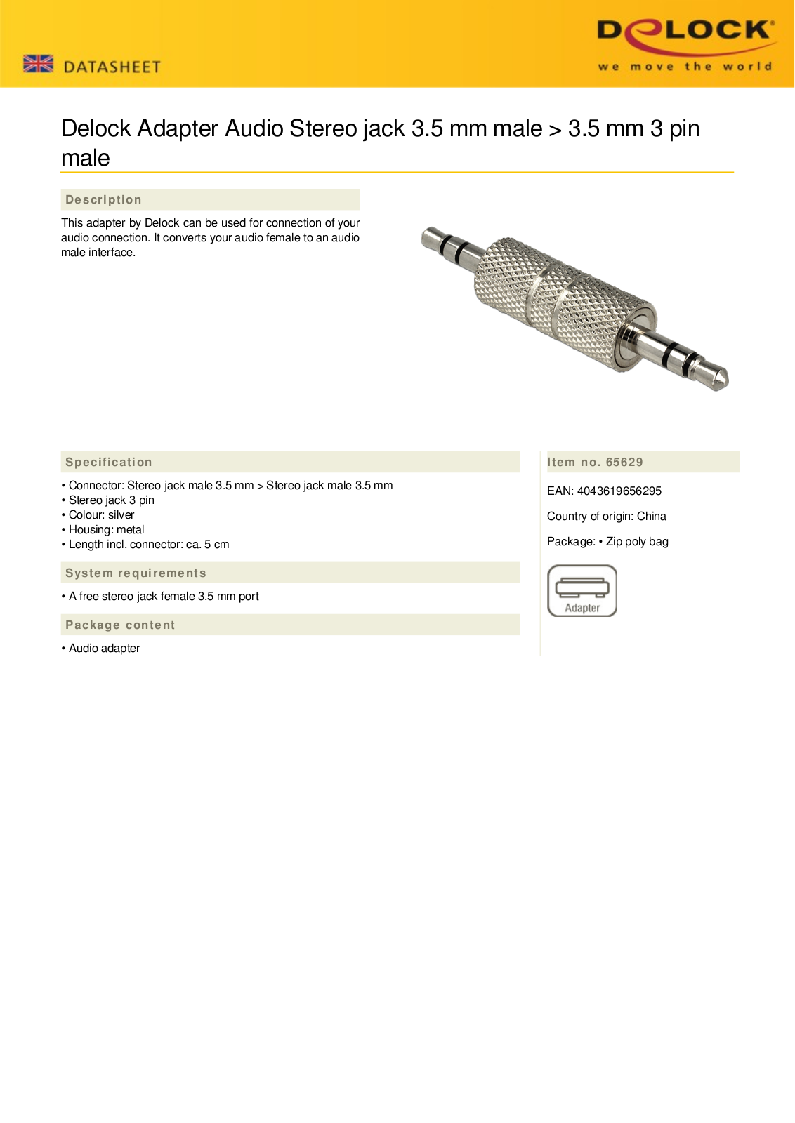 DELOCK 65629 Datasheet - ManualMachine.com