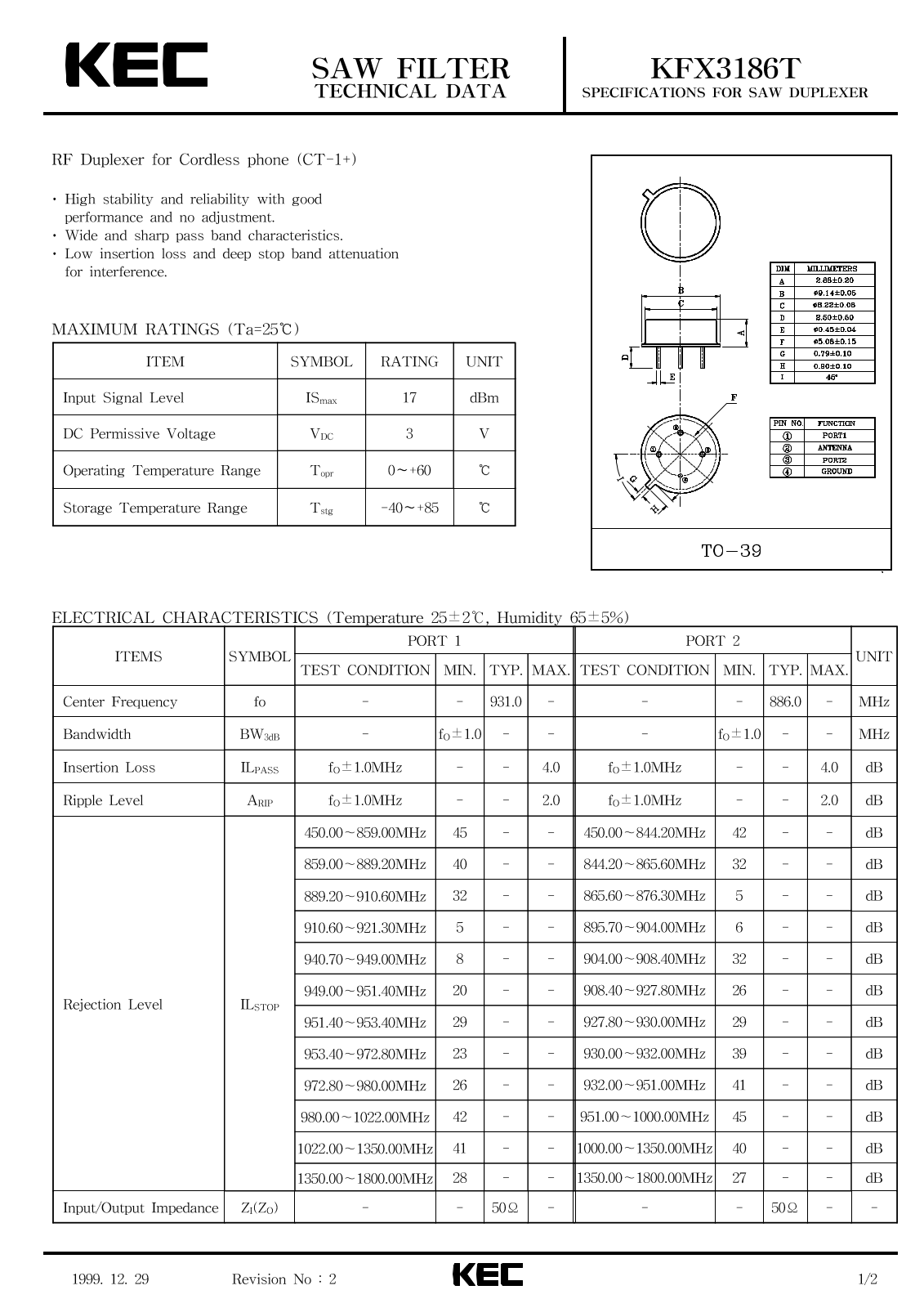 KEC KFX3186T Datasheet