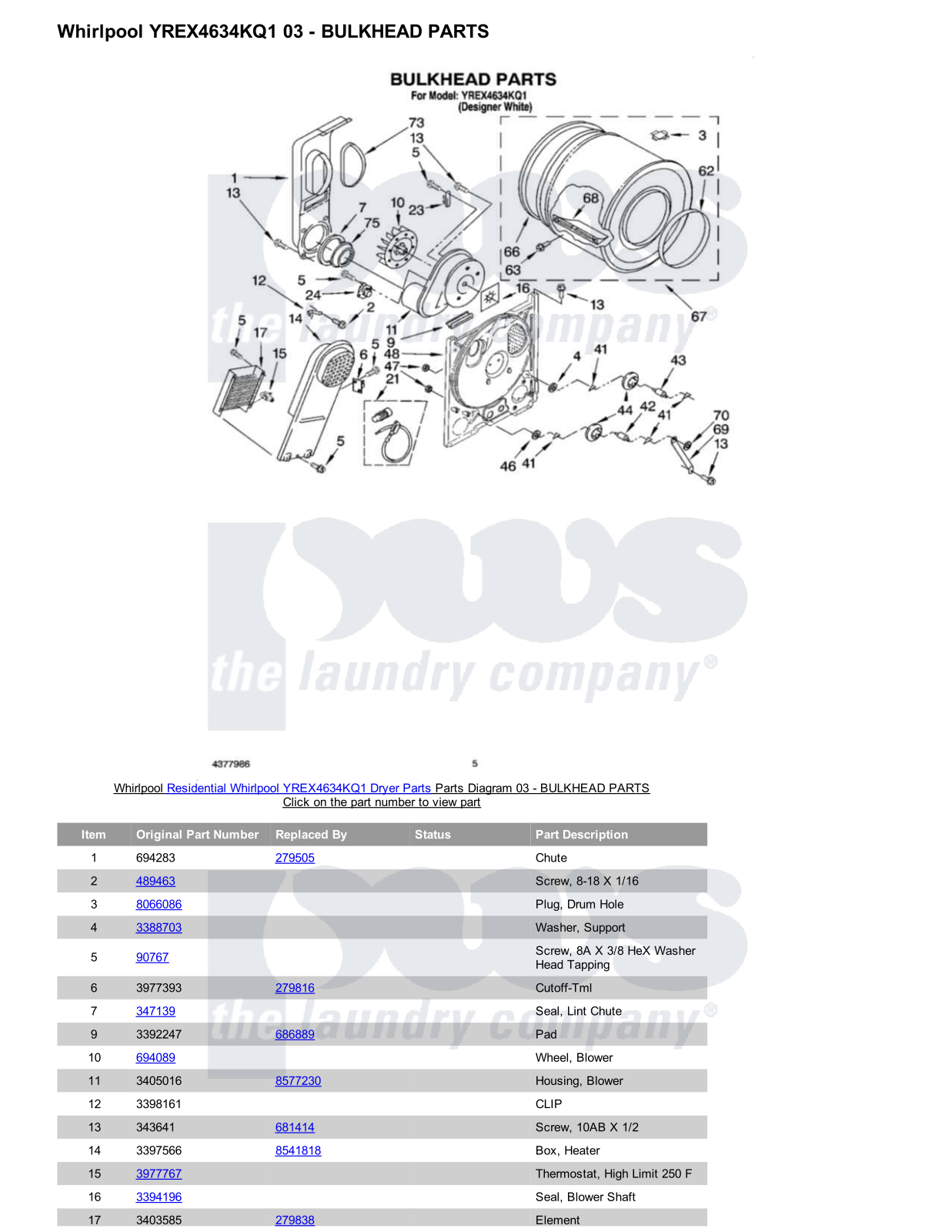 Whirlpool YREX4634KQ1 Parts Diagram