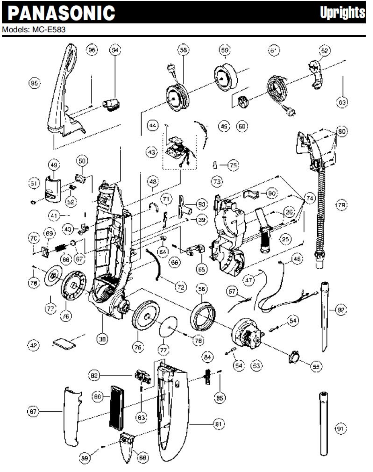 Panasonic E583 Parts List