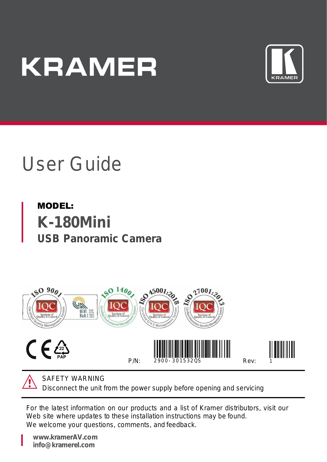 Kramer K-180Mini User Manual