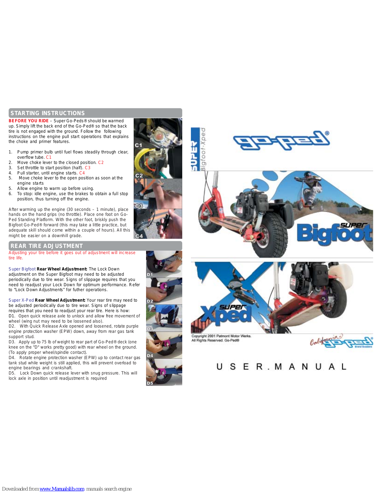 Go-Ped Super BigFoot, Super Xped User Manual