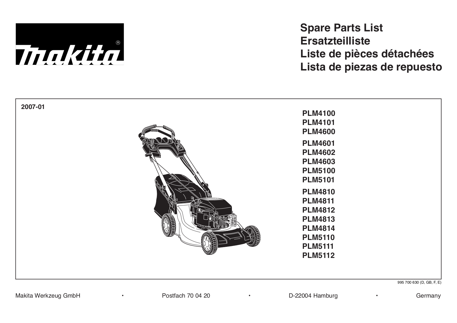 Makita PLM4601, PLM4100, PLM4810, PLM4813, PLM4814 Manual