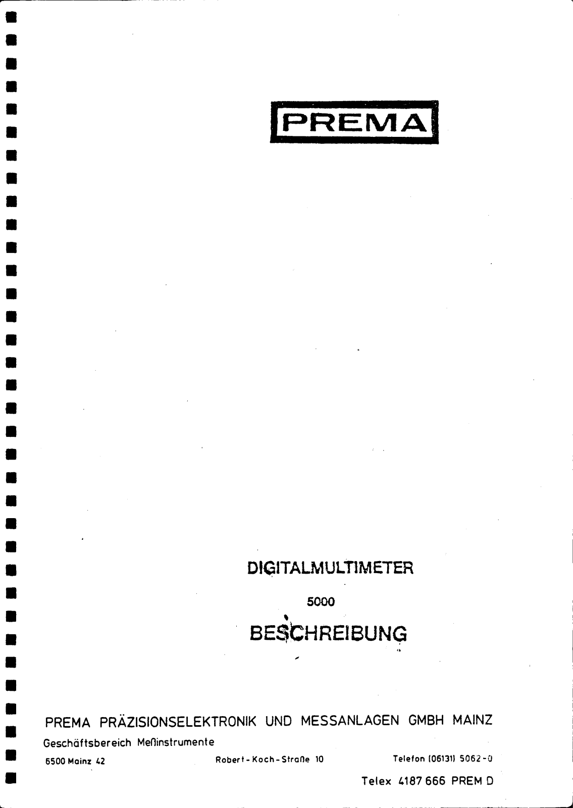 Prema 5000 Service manual