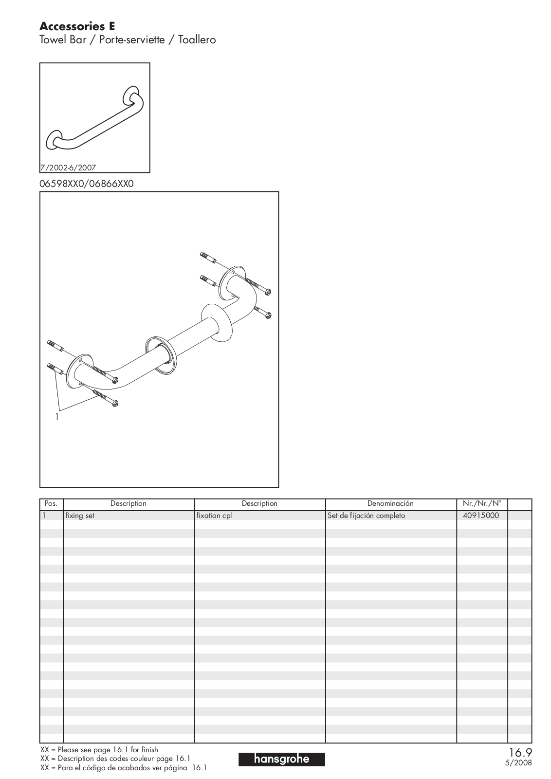 Hans Grohe 06598XX0, 06866XX0 User Manual