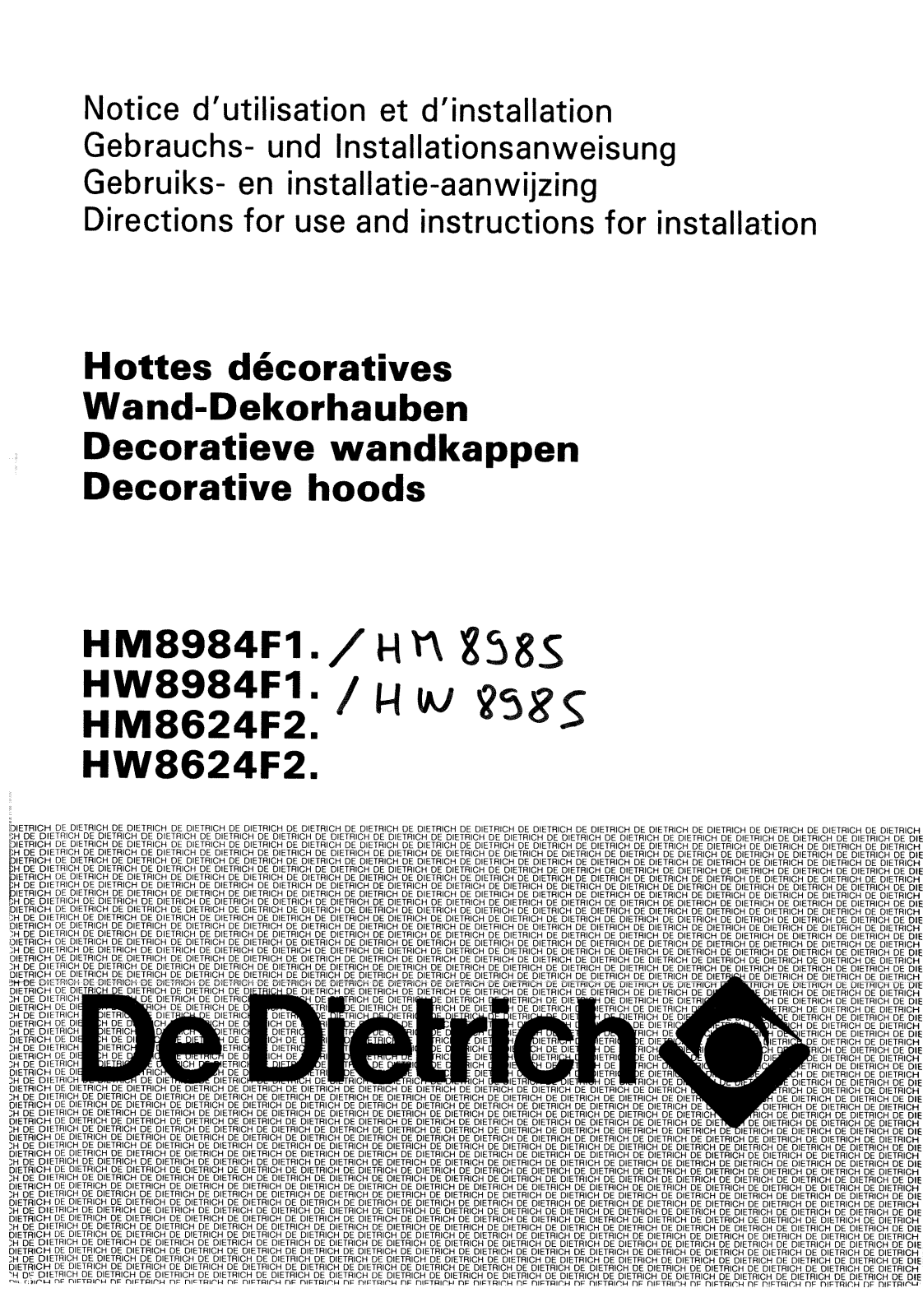 De dietrich HN8625E1, HW8984F2, HM8624F2, HW8985E1, HW8624F2 User Manual