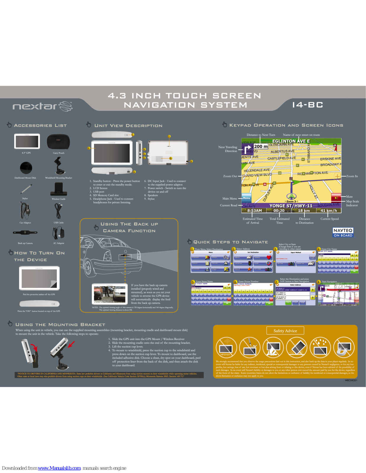 Nextar I4-BC Quick Manual