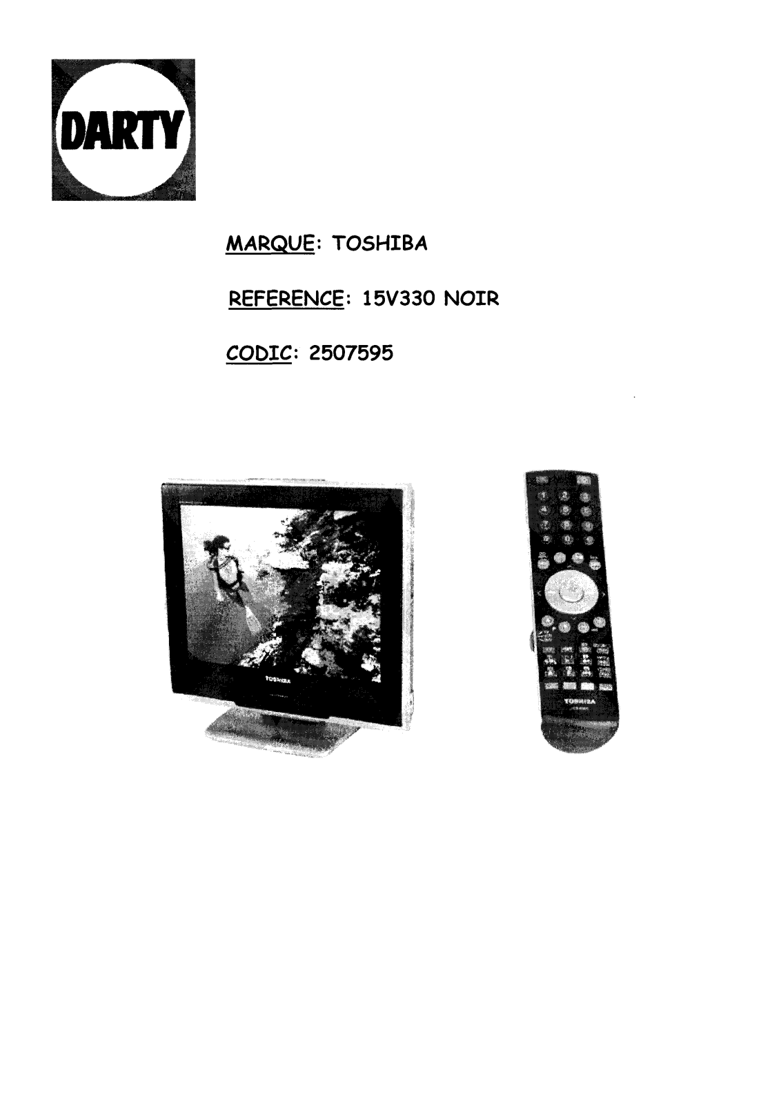 TOSHIBA 15V330DG, 15V330D User Manual
