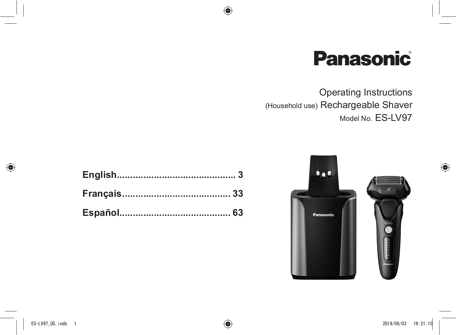 Panasonic ES-LV97 Operating Instructions Manual