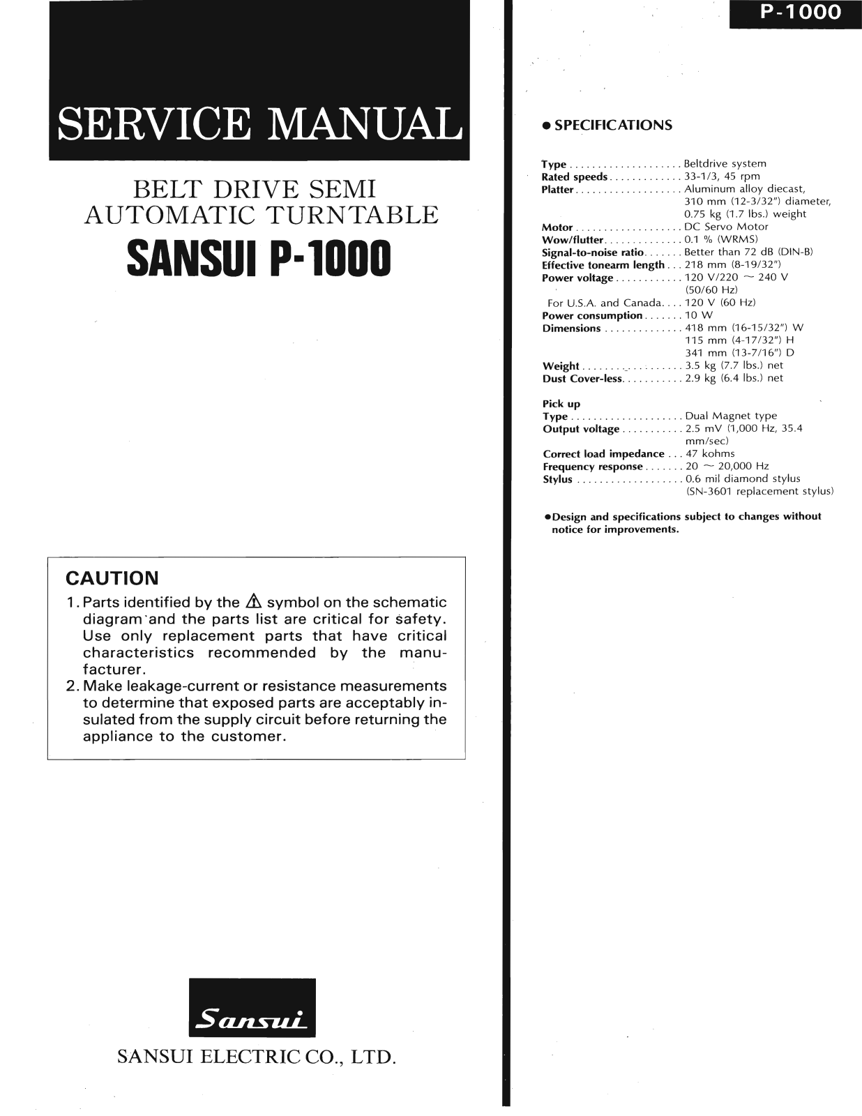 Sansui P-1000 Service Manual