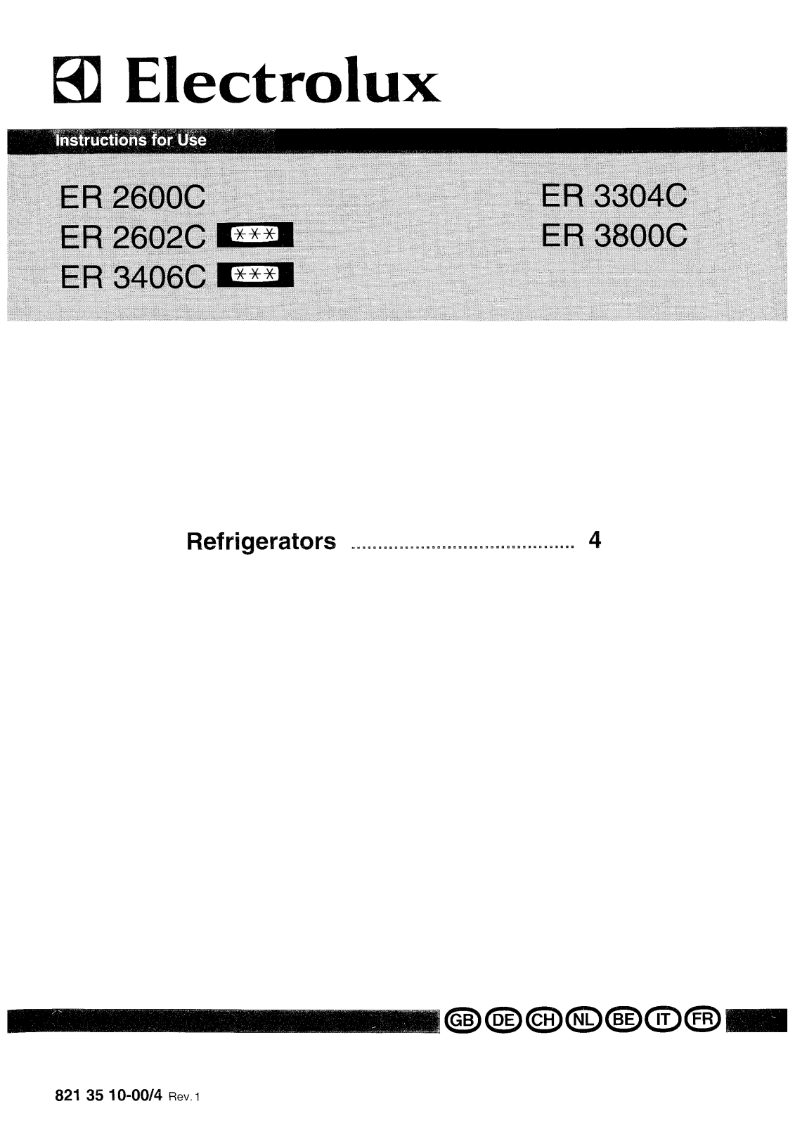 Electrolux ER3800C Instruction Manual