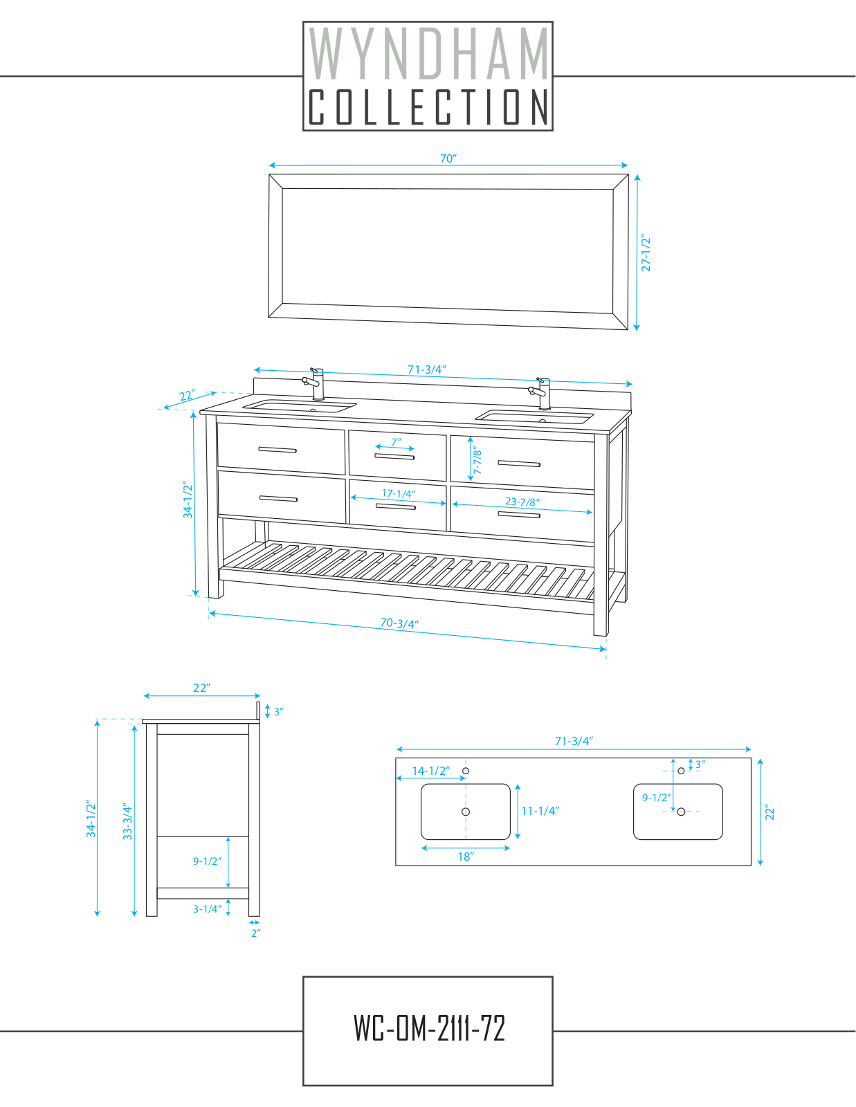 Wyndham Collection WCOM211172WHCW Specifications