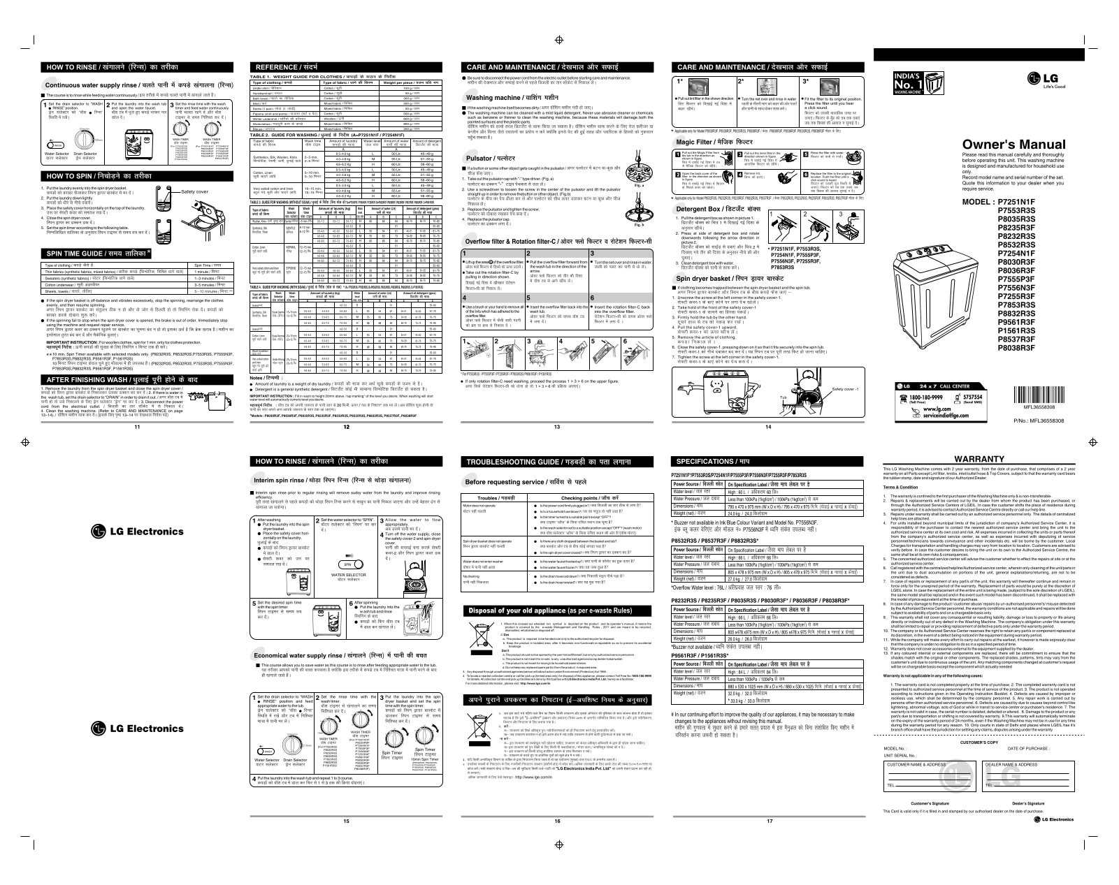 LG P8038R3F Owner’s Manual