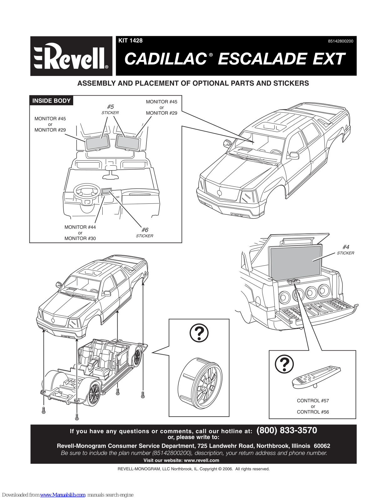 REVELL KIT 1428, Cadillac Escalade EXT, 1428 Assembly Manual