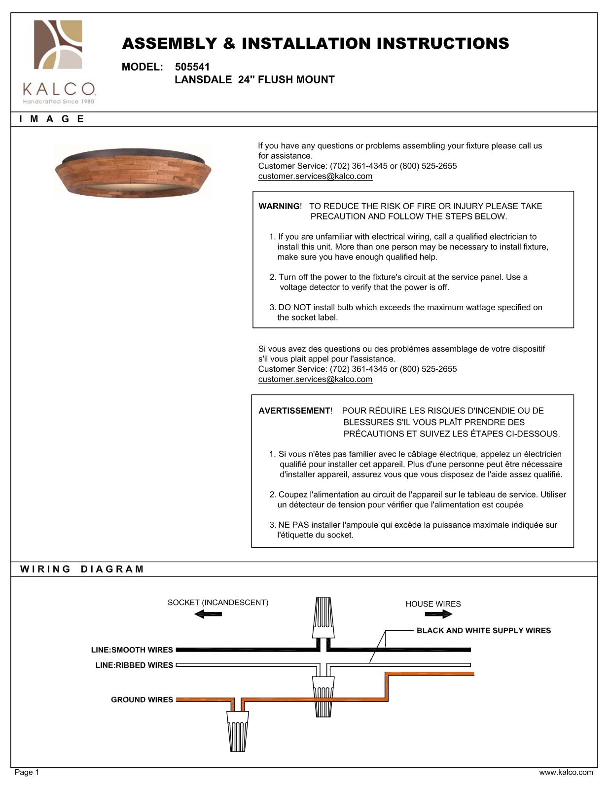 Kalco 505542BI Assembly Guide