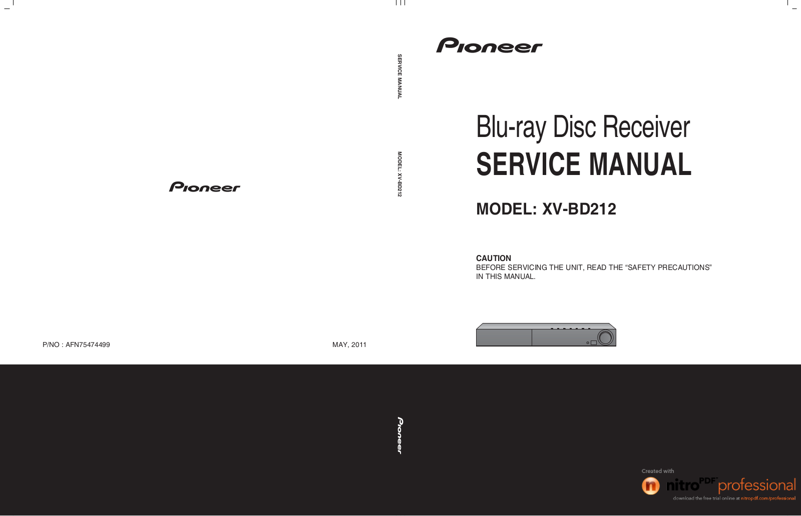 Pioneer XV-BD212 Service manual