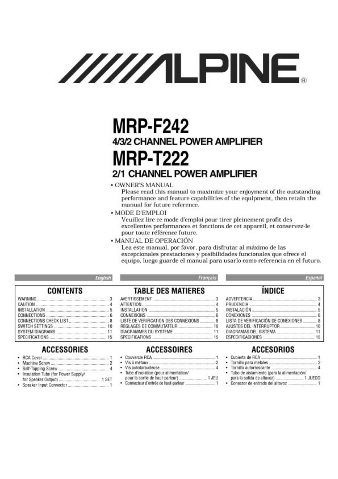 ALPINE MRP-T222 User Manual