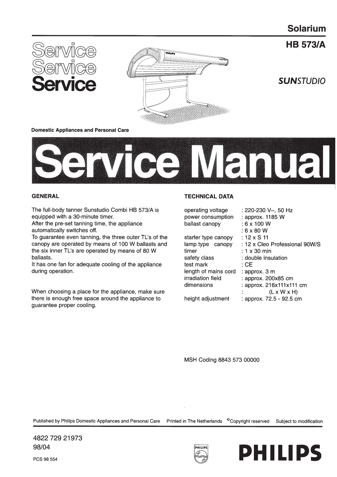 Philips HB573A Service Manual