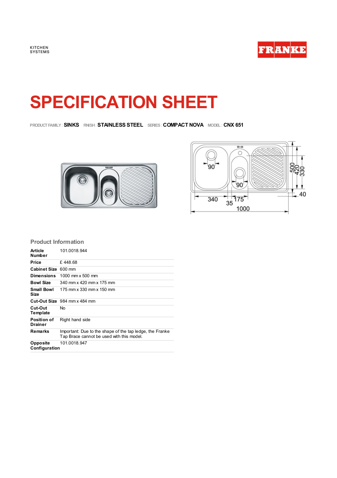 Franke Foodservice CNX 651 User Manual