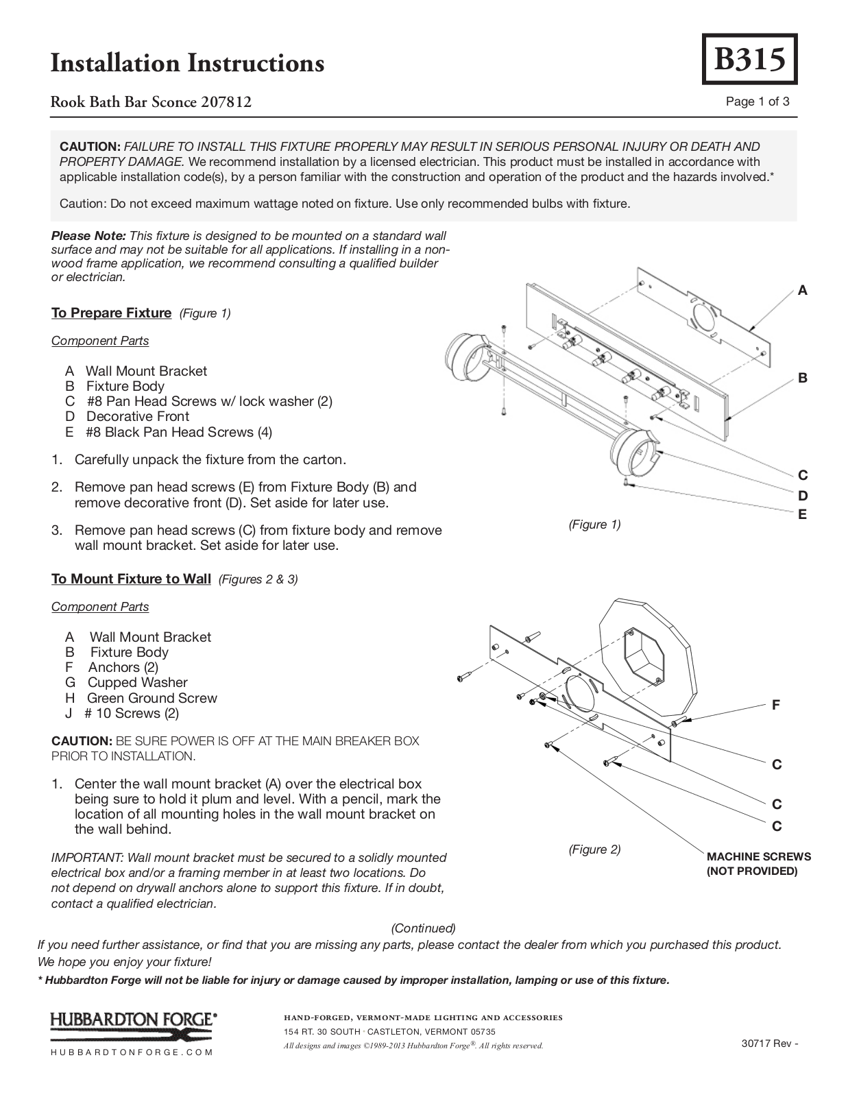 Hubbardton Forge 207812 User Manual