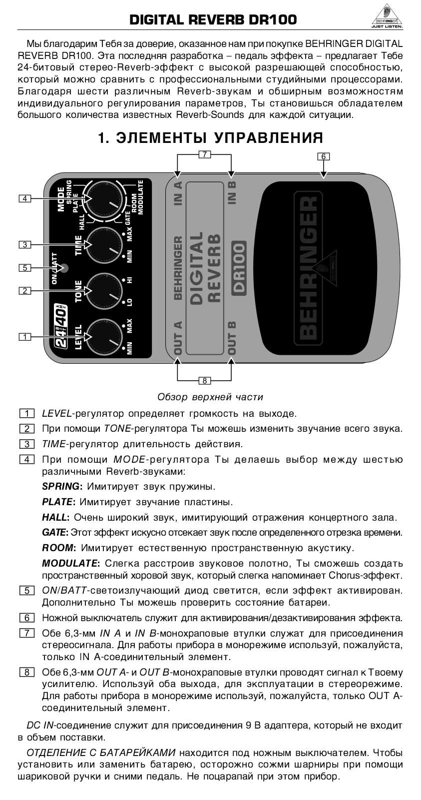 Behringer DR100 User Manual