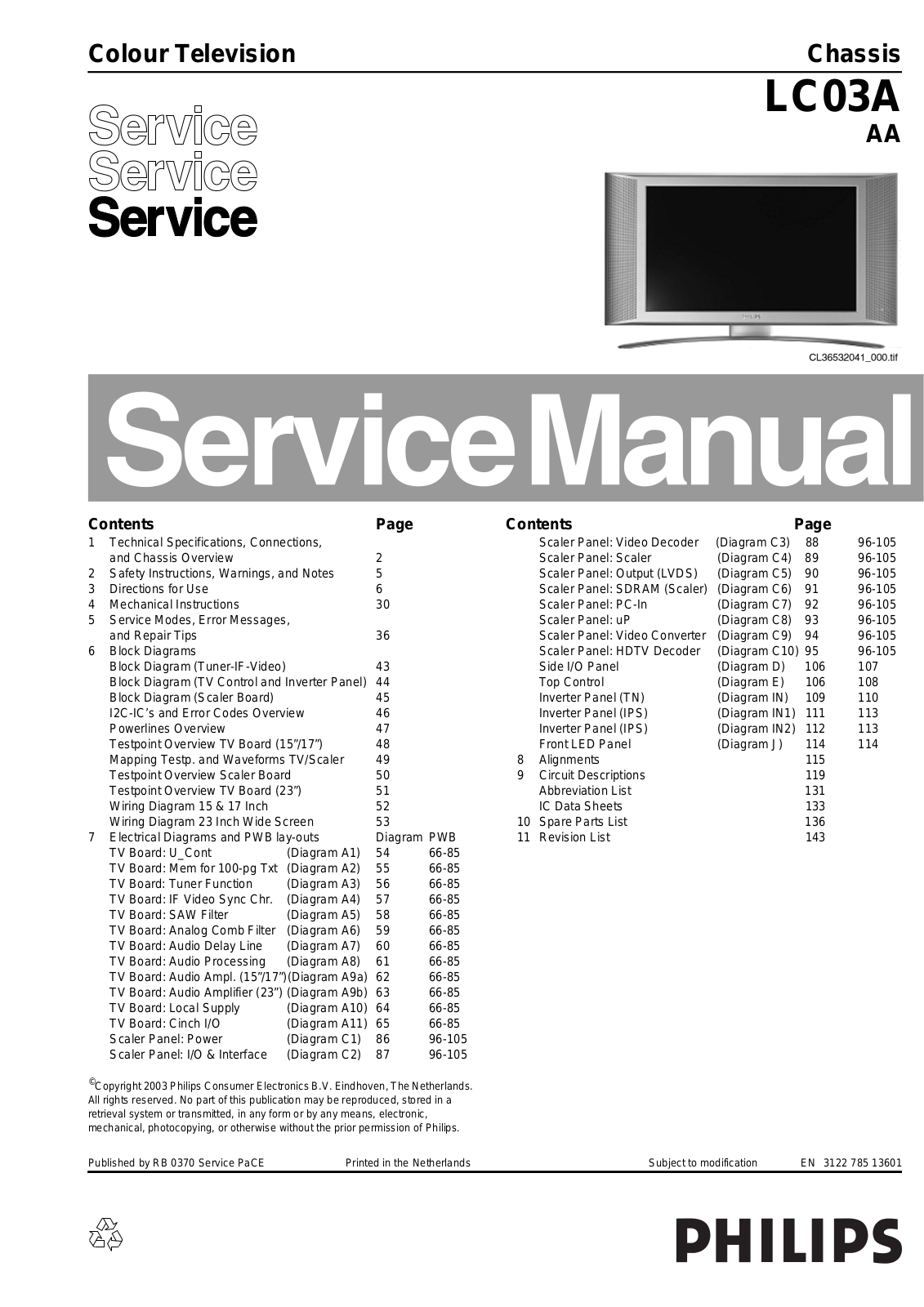 Philips LC03A AA Schematic