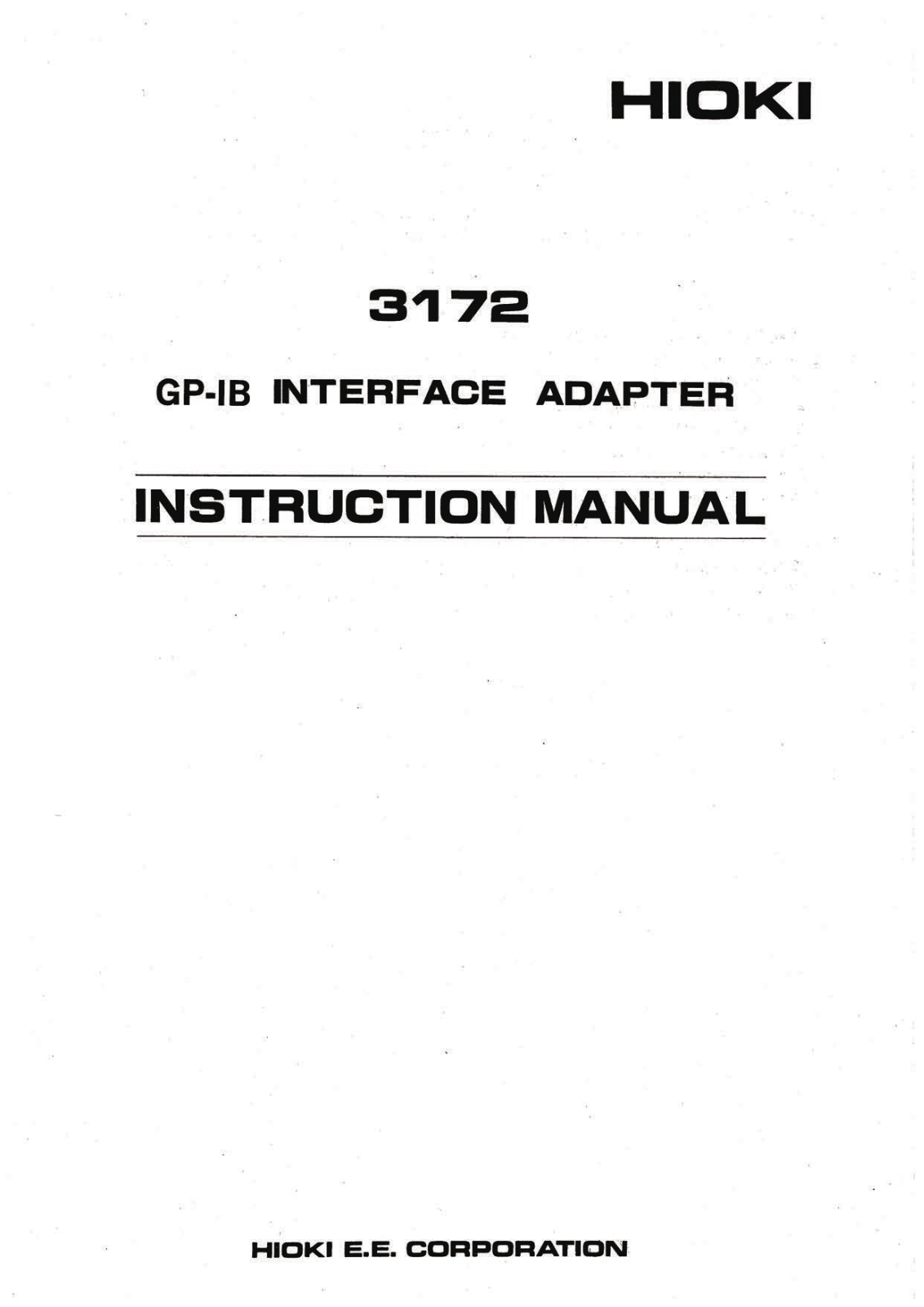 Hioki 3172 Instruction Manual