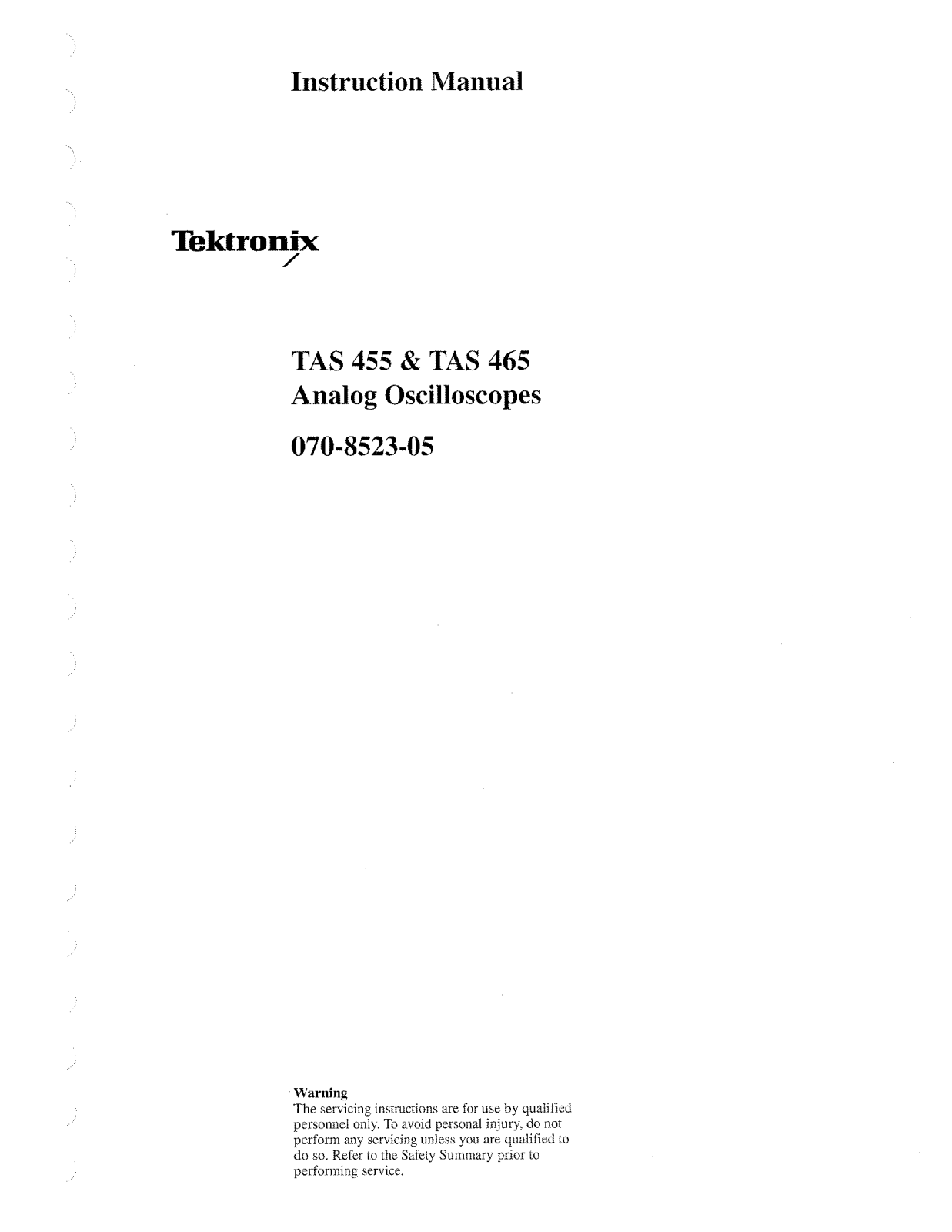 Tektronix TAS 455, TAS 465 User Manual