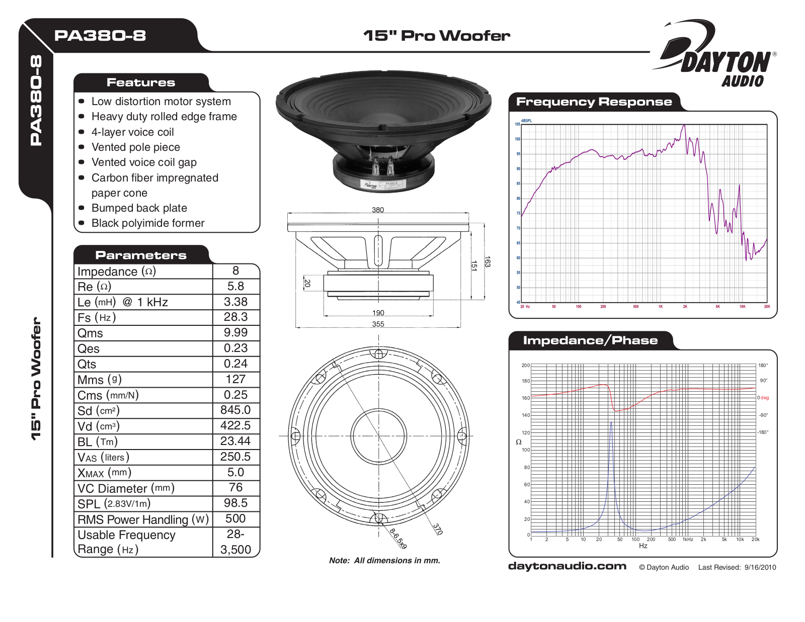 Dayton PA380-8 User Manual