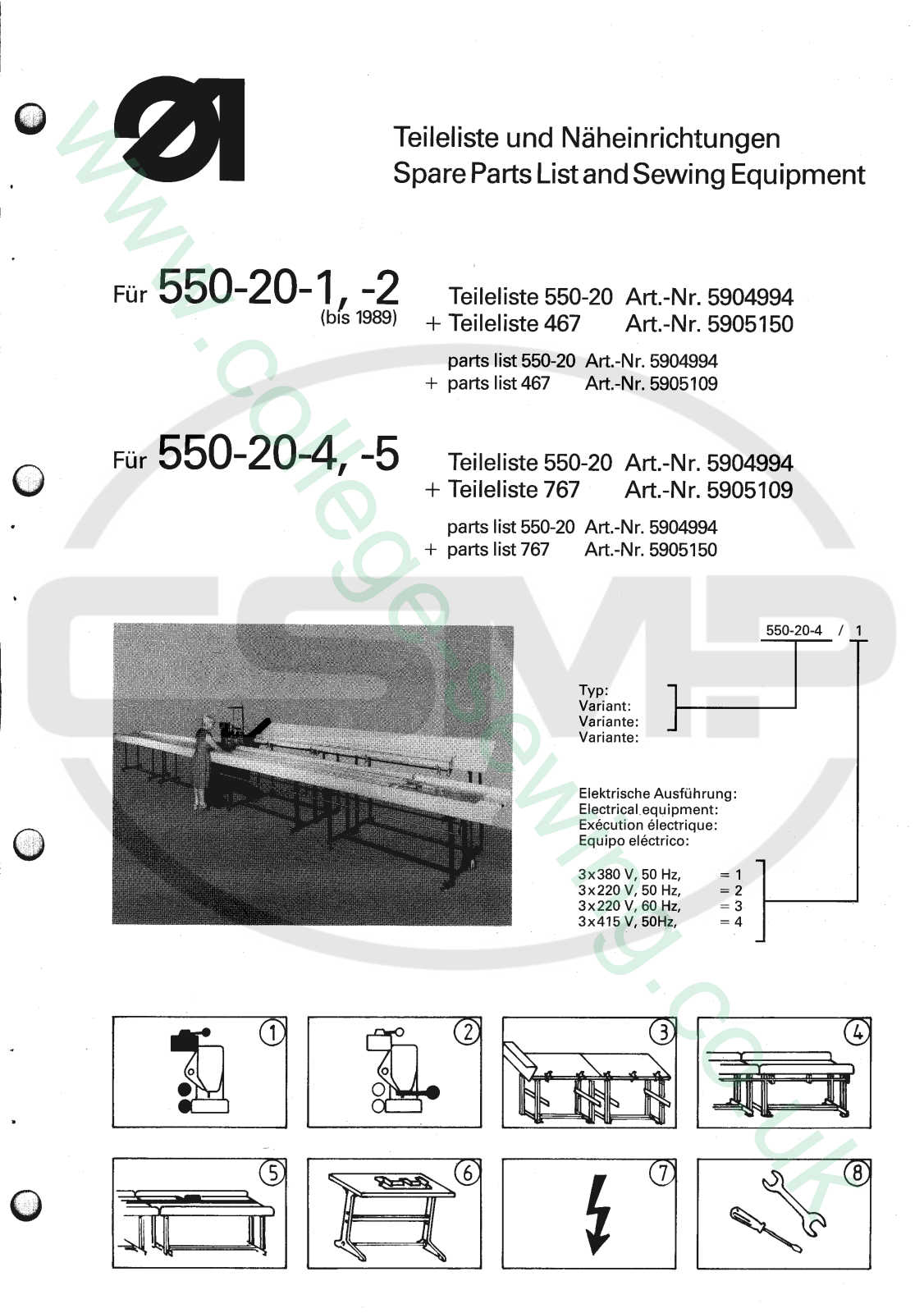 Durkopp Adler 550-20-1-2, 550-20-4-5 Parts Book