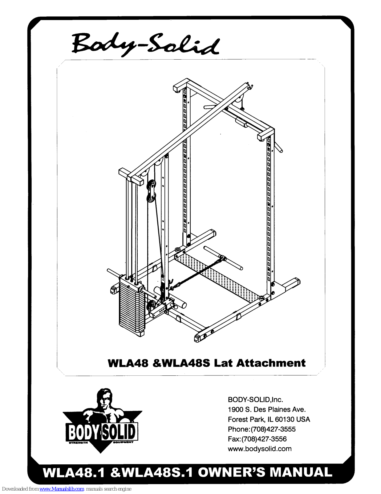 Body Solid LAT-ATTACHMENT WLA48, LAT-ATTACHMENT WLA48S, WLA48.1, WLA48S.1 Owner's Manual