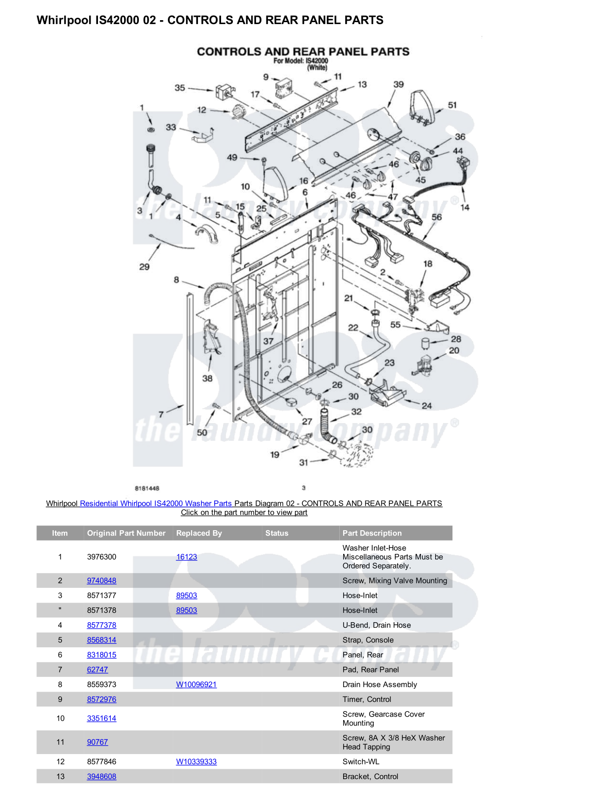 Whirlpool IS42000 Parts Diagram