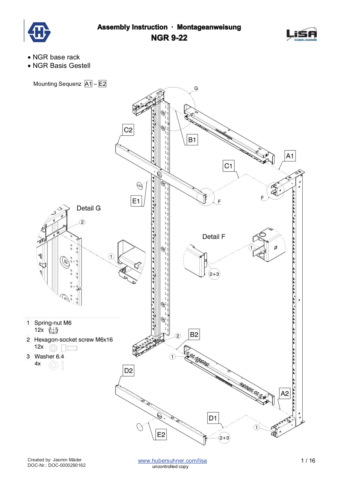 HUBER+SUHNER NGR 9-22 User Manual