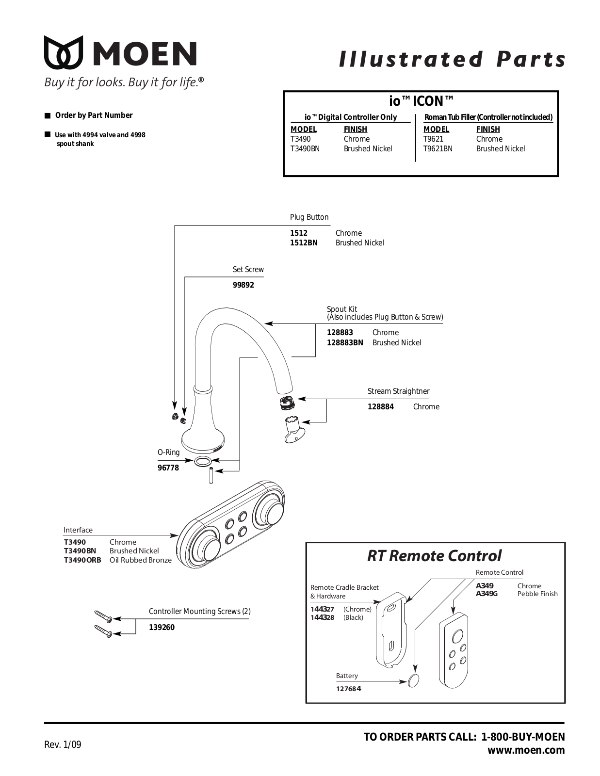 Moen T9621BN User Manual