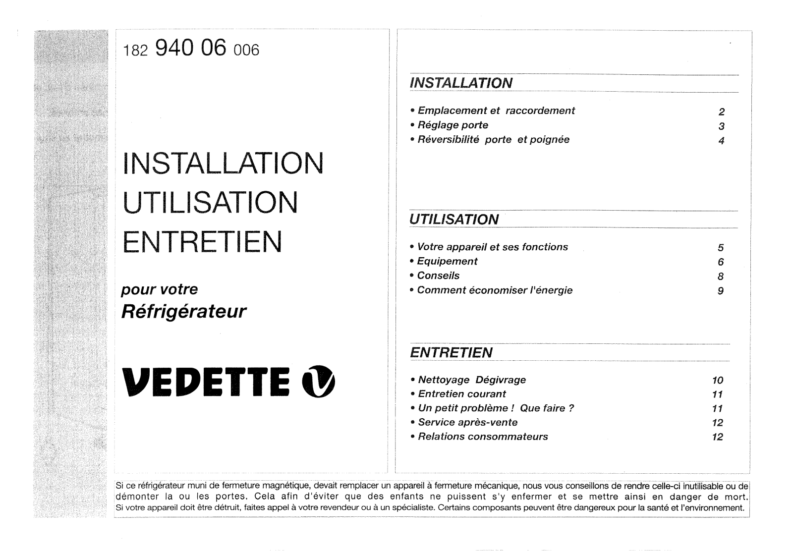 Vedette SP6293BD, SP6293 User Manual