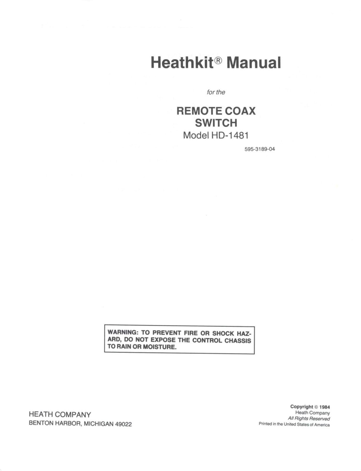 Heathkit HD-1481 User Guide