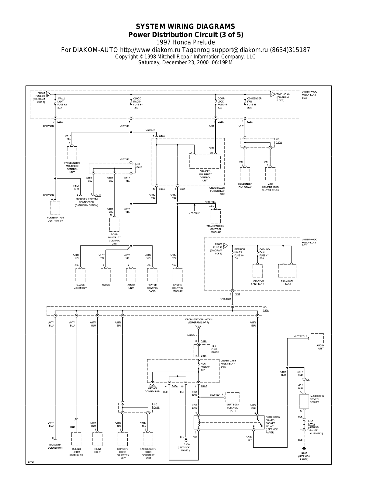 Honda Prelude 1997-1999 Wire Diagrams  17496