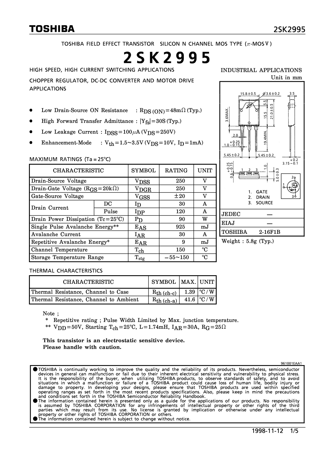 Toshiba 2SK2995 Datasheet