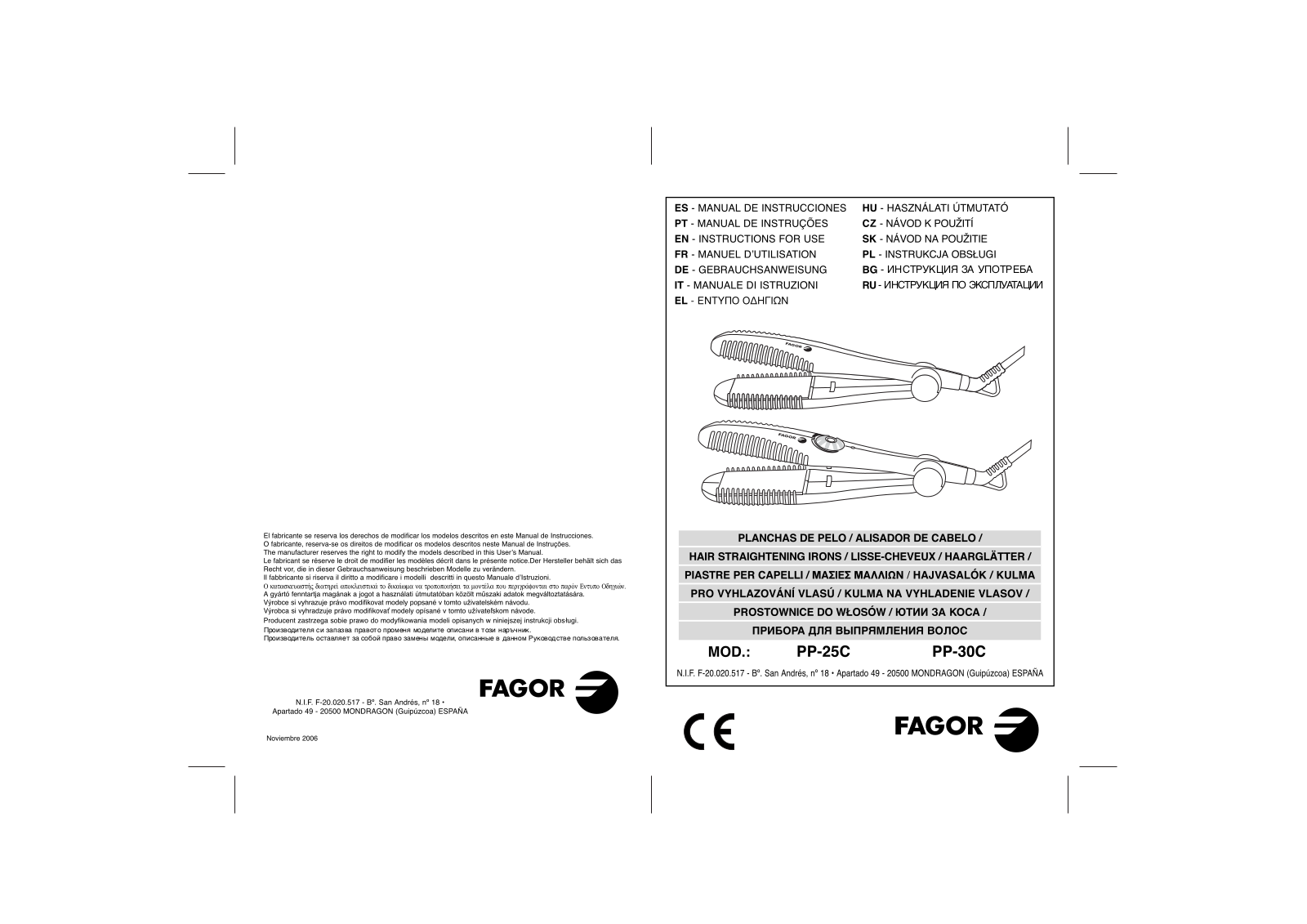 FAGOR PP-30C User Manual