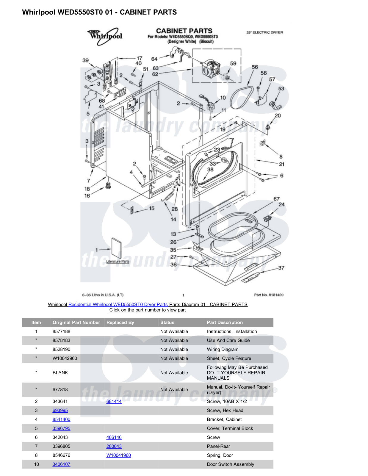 Whirlpool WED5550ST0 Parts Diagram