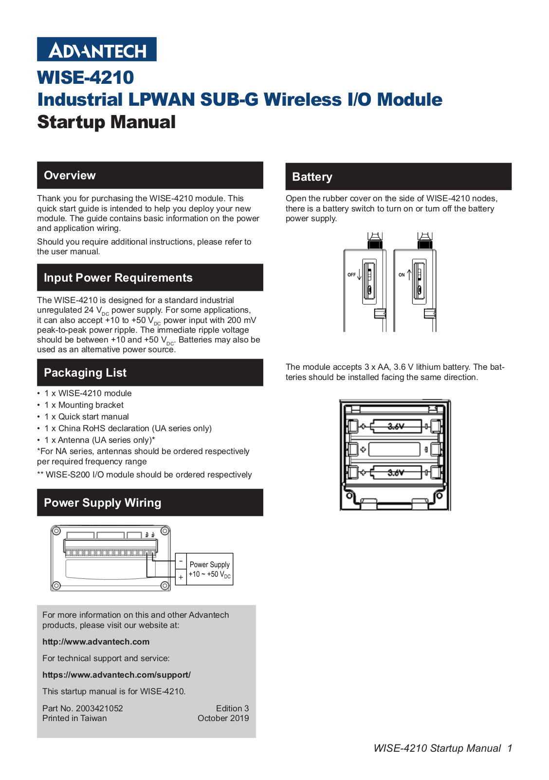 Advantech WISE-4210 Startup Manual